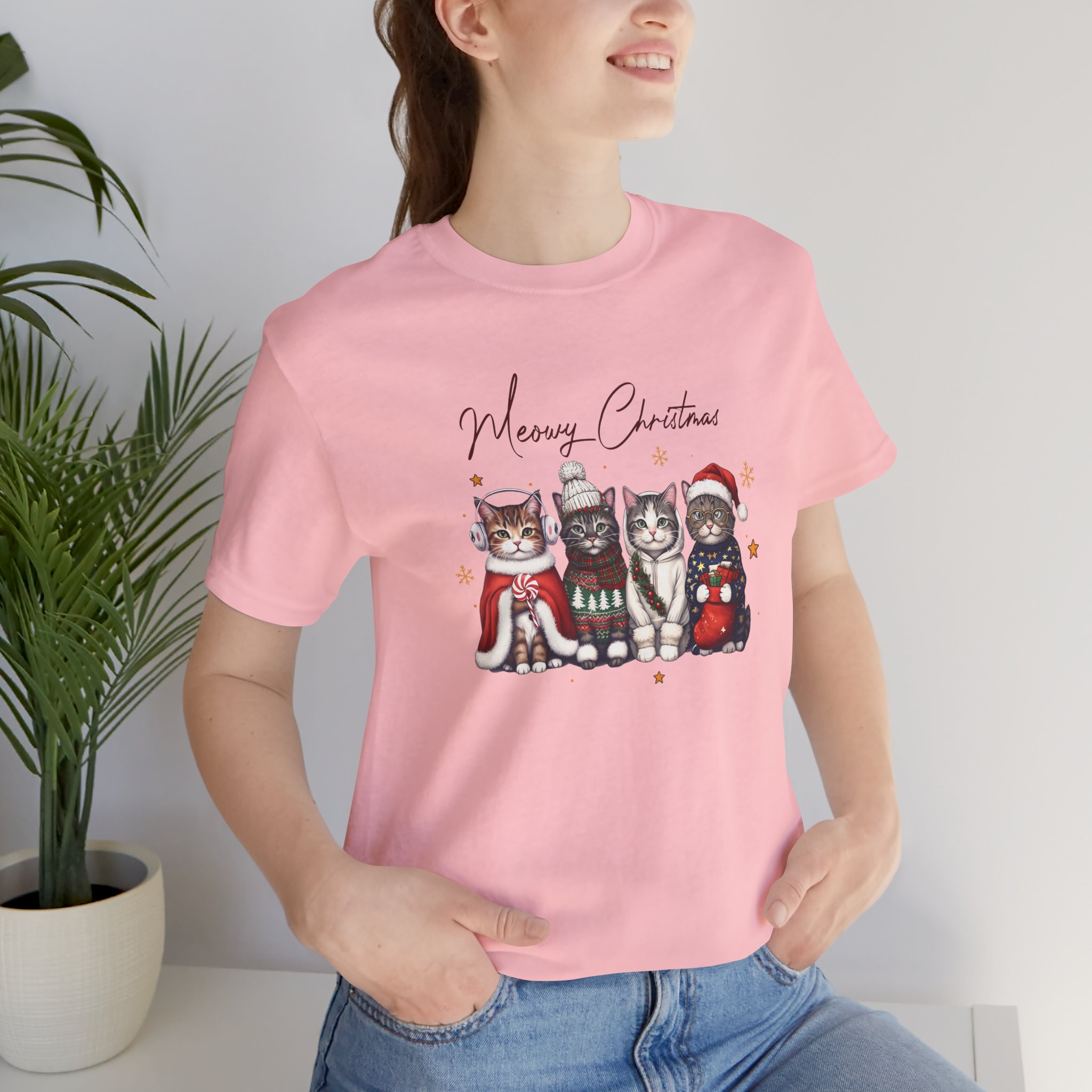 Camiseta “Meowy Christmas” – Gatos navideños divertidos - Imagen 5
