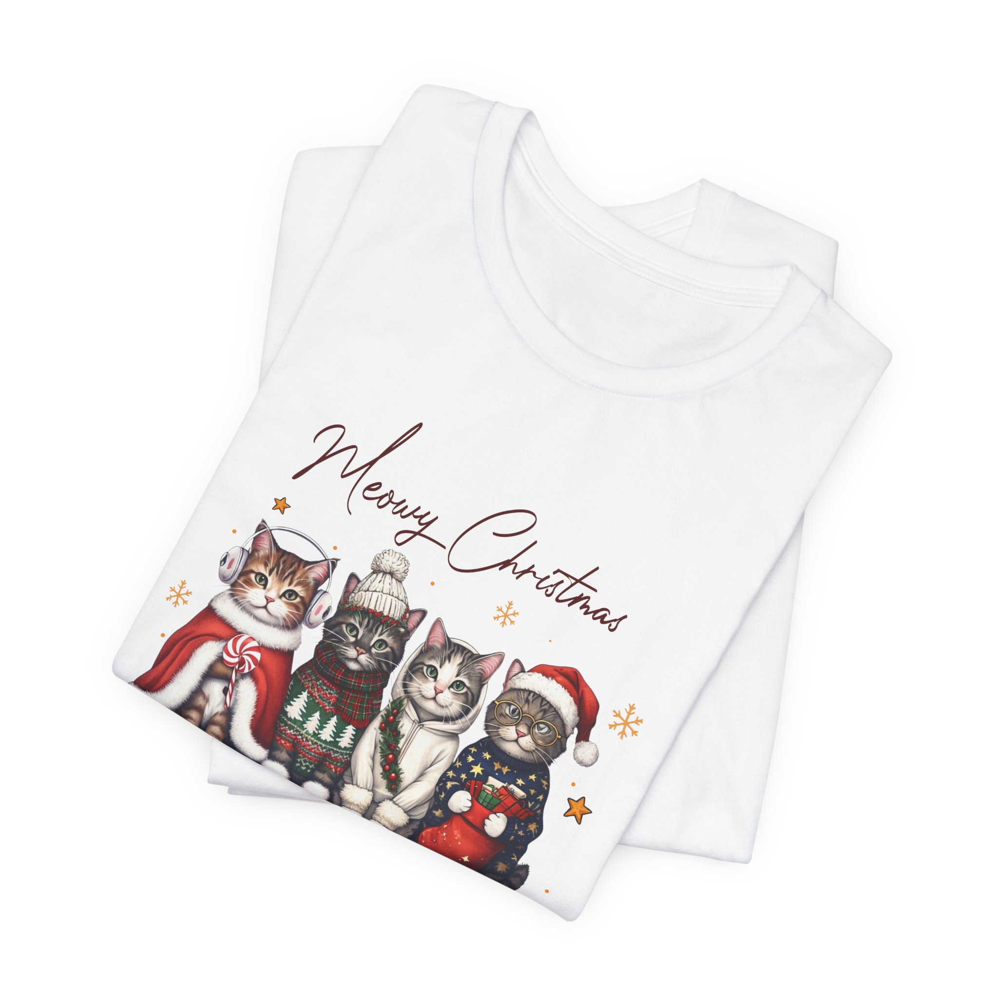 Camiseta “Meowy Christmas” – Gatos navideños divertidos