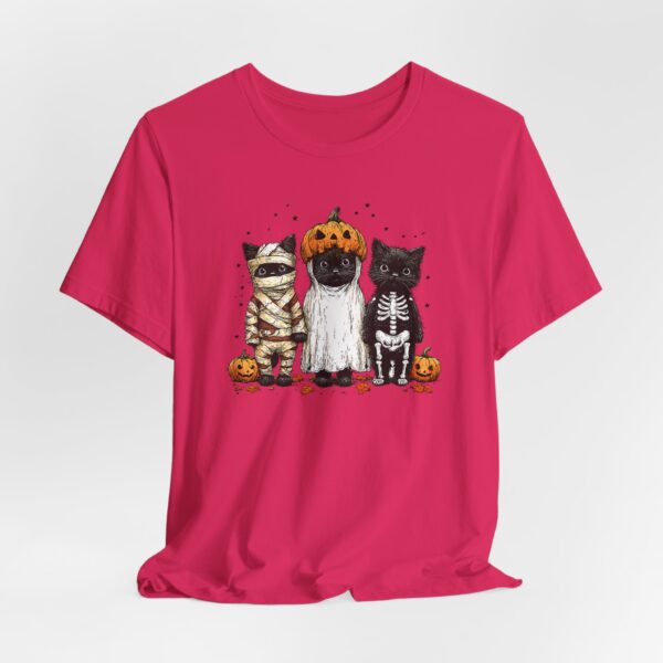Camiseta “Gatos Halloween” – Momia, fantasma y esqueleto - Imagen 7