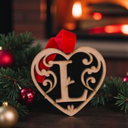 Adorno corazón con inicial para árbol de Navidad