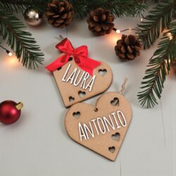 Adornos corazón de Navidad personalizados para pareja