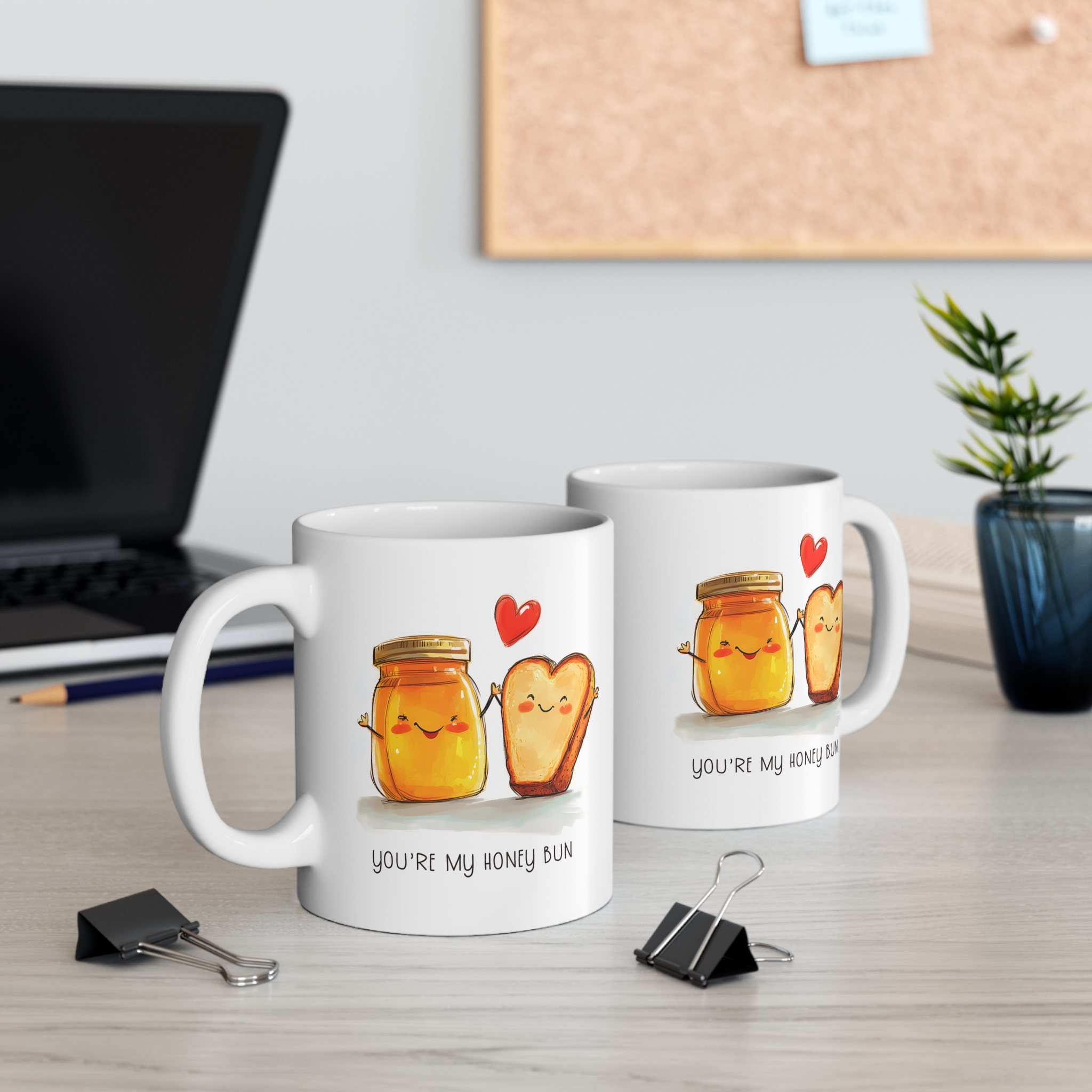 Taza personalizada honey bun pun romántico foodie enamorados