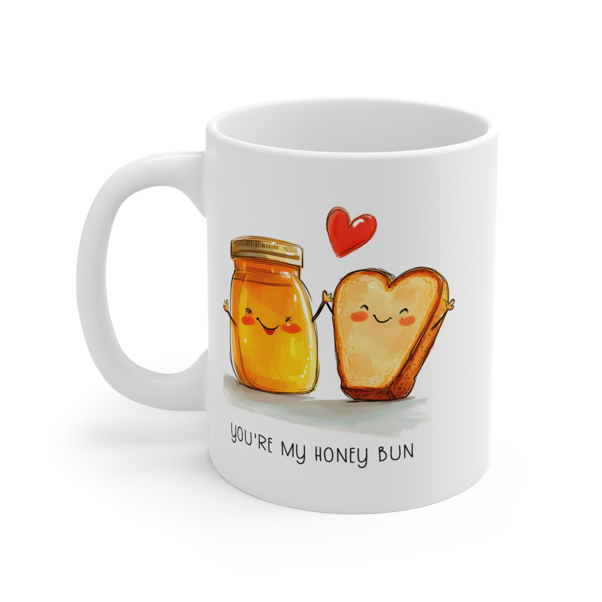 Taza You’re My Honey Bun miel panecillo kawaii blanca San Valentín