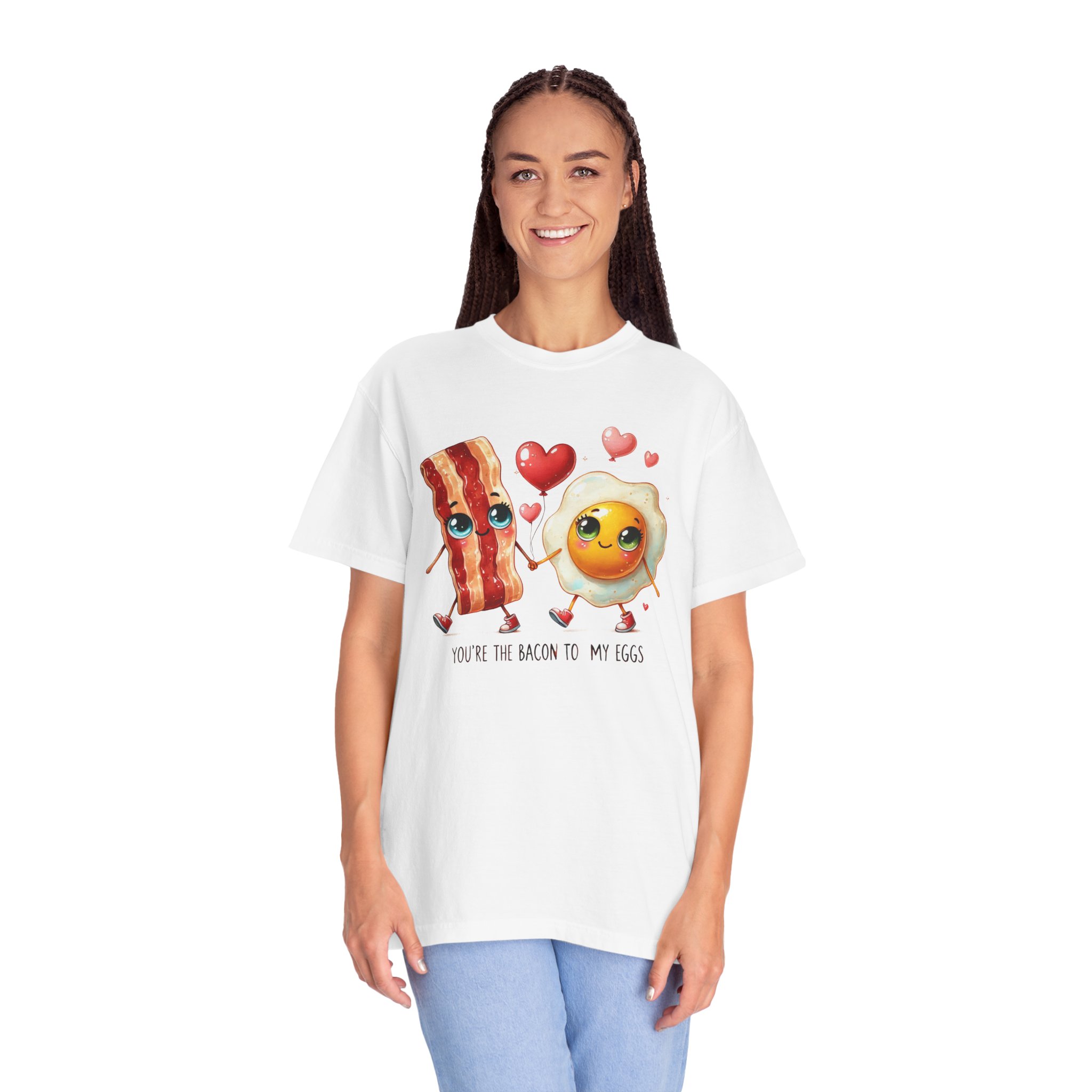 camiseta you’re the bacon to my eggs bacon huevo romántico modelo hombre
