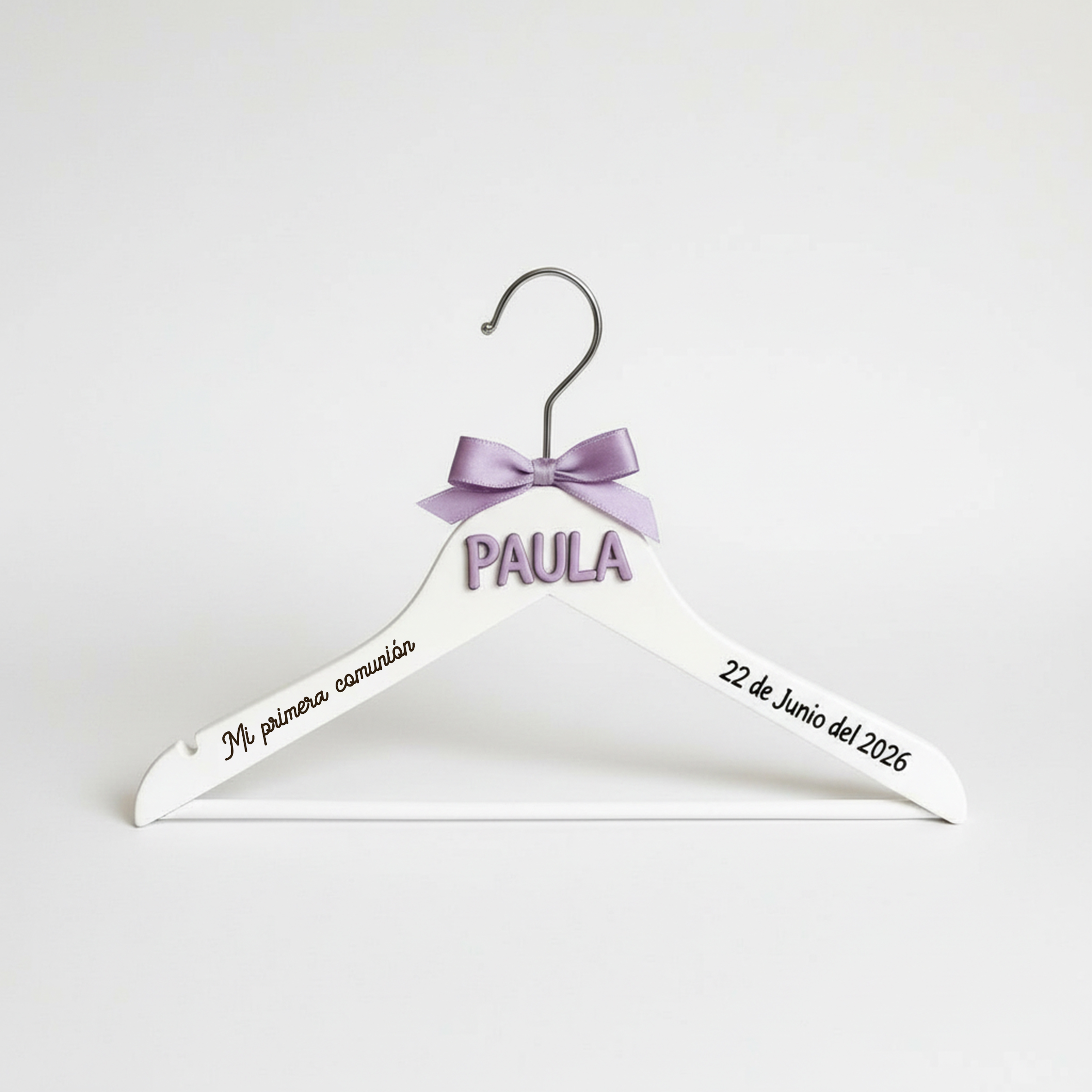 Percha blanca personalizada Mi primera comunión con nombre y fecha para vestido de niña