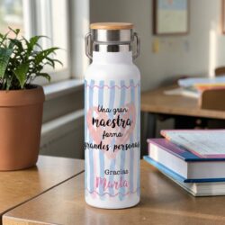 Botella térmica personalizada – "Una gran maestra forma grandes personas"
